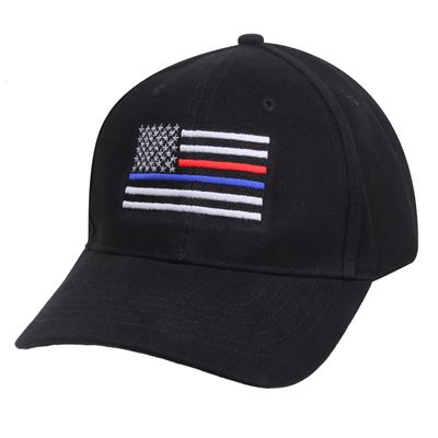 Thin Blue and Red Line US Flag Low Profile Cap BLACK