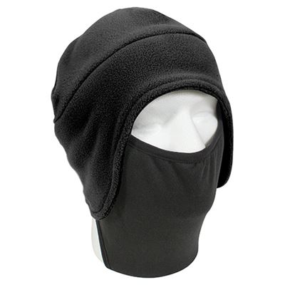Fleece beanie with polyester mask BLACK
