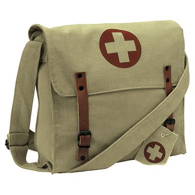 Vintage Medic Canvas Bag With Cross KHAKI