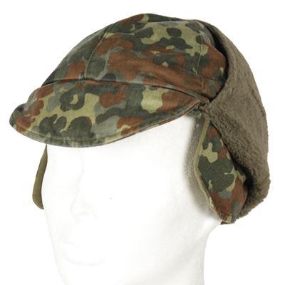 BW winter hat with visor used Flecktarn
