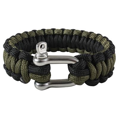 Survival Paracord Bracelet D-SHACKLE green / black