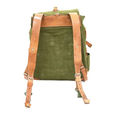 Canvas Romanian backpack with leather strap used