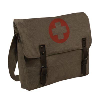 Vintage Medic Canvas Bag With Cross OLIVE DRAB