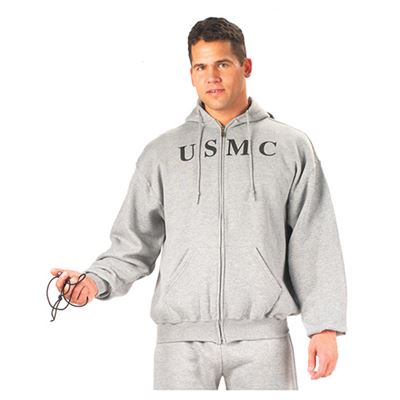 USMC hooded sweatshirt with zipper GRAY