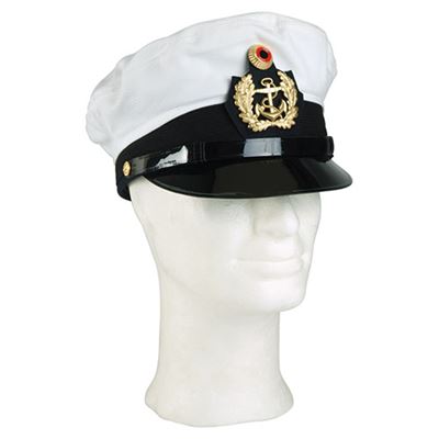 Used Peaked BW Navy Cap WHITE