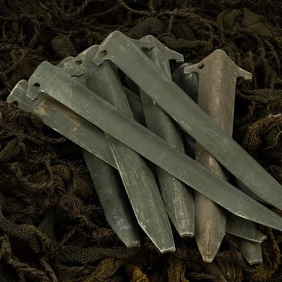 Original US aluminium tent peg set 10 pieces GREEN used US Army 91895401 2