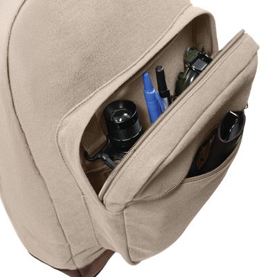 VINTAGE TEARDROP leather backpack features KHAKI ROTHCO 9616 6