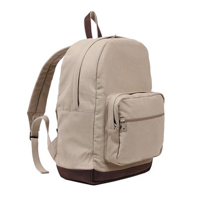 VINTAGE TEARDROP leather backpack features KHAKI