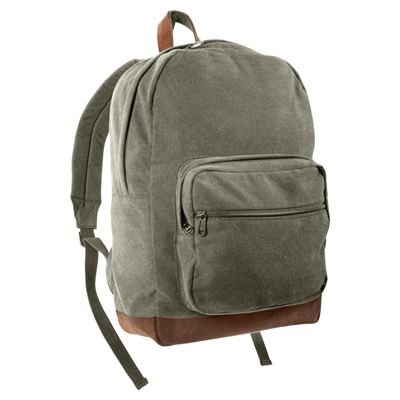 VINTAGE TEARDROP leather backpack features OLIVE