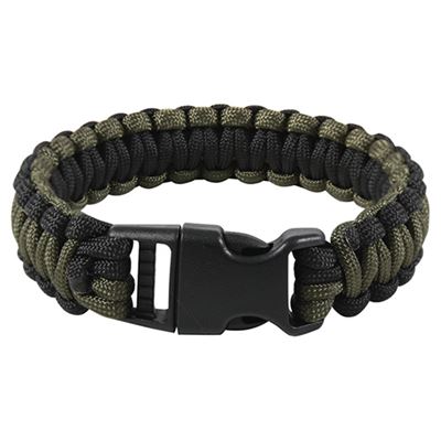 Paracord Survival Bracelet DELUXE OLIVE-BLACK