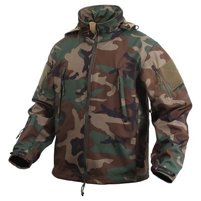 TACTICAL hooded jacket softshell WOODLAND