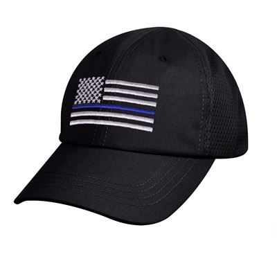 Tactical Mesh Back Cap With Thin Blue Line Flag BLACK