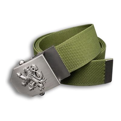 Buckle belt 3D motif "CZECH LION" OLIV