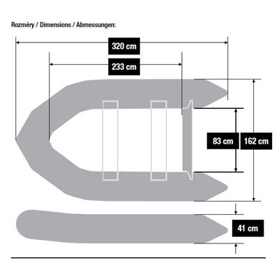 M-Boat 320AWB MK2 three-chamber inflatable boat for 4+1 people with oars MIVARDI M-MB320AWB2 19