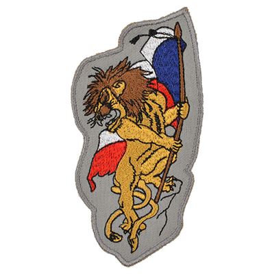 Patch a roaring lion with flag of Czech Republic - color