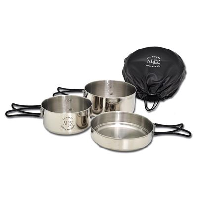 Mess kit MAKALU three-piece stainless steel casing with