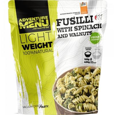 Fusilli with spinach and walnuts 98g/400g - vacuum dried meal