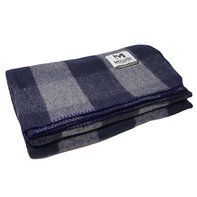 Wool blanket with trim 160 x 230 cm checkered BLUE GREY