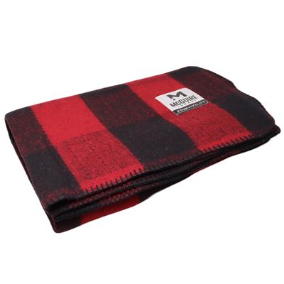 Wool blanket with trim 160 x 230 cm checkered RED BLACK
