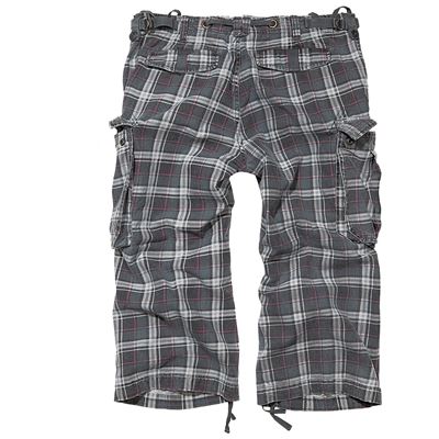 Trousers Shorts 3/4 INDUSTRY vintage GREY / black / purple plaid