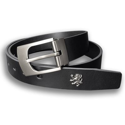 Belt leather KLASIK with emblem CZECH LION 35 mm BLACK