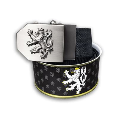 Buckle belt 3D motif "CZECH LION" BLACK