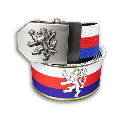 Buckle belt 3D motif "CZECH LION" TRIKOLORA