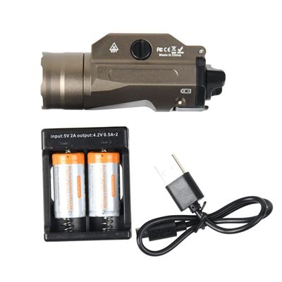 Tactical flashlight PT02 for pistol KHAKI