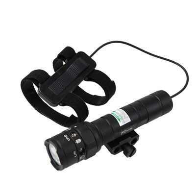 Tactical flashlight RT01 with green laser BLACK