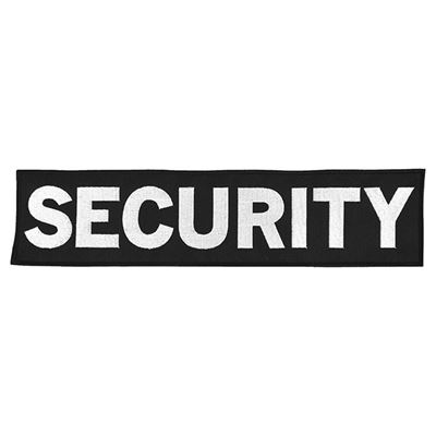 SECURITY large black patch with white thread VELCRO