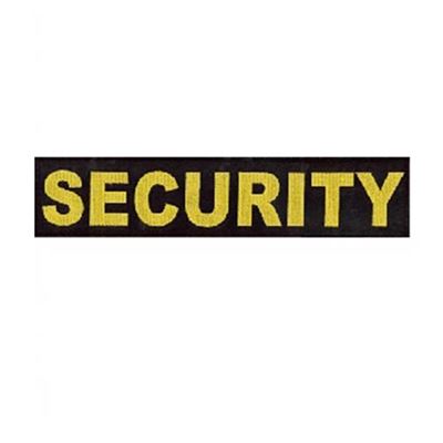 SECURITY big black patch with yellow thread VELCRO
