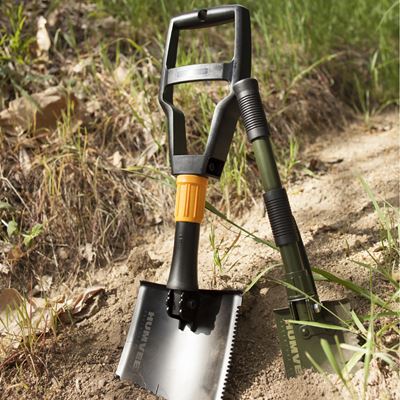 Folding shovel with nail puller and sawtooth BLACK