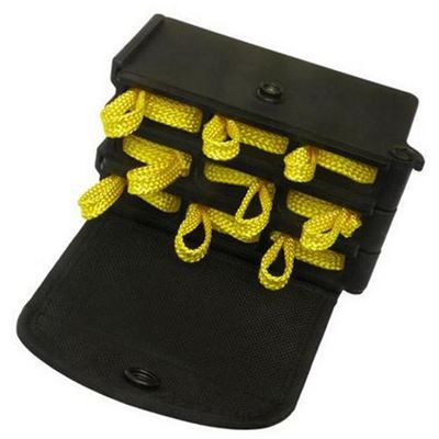 Case with metal clip for 9 pieces of textile handcuffs BLACK