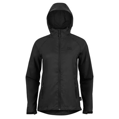 Women's STOW & GO waterproof jacket with hood foldable BLACK