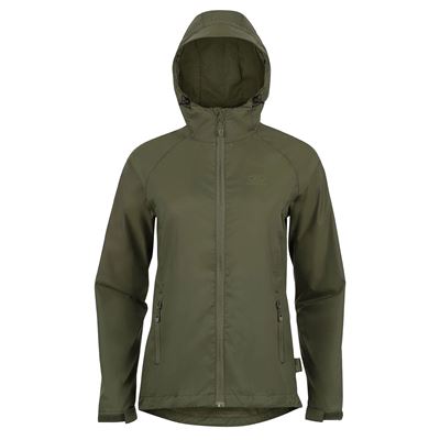 Women's STOW & GO waterproof jacket with hood foldable OLIV