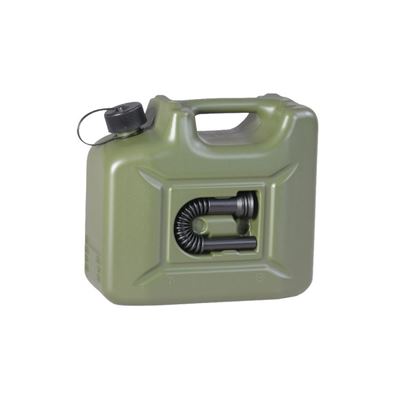 Plastic fuel canister with a 10 liter KHAKI funnel
