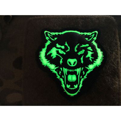 Patch ANGRY WOLF plastic velcro GLOW IN THE DARK