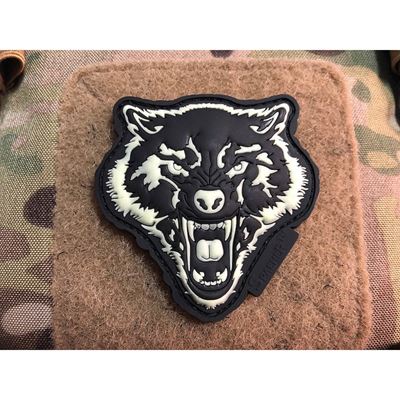 Patch ANGRY WOLF plastic velcro GLOW IN THE DARK
