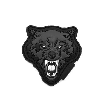 Patch ANGRY WOLF plastic velcro BLACK/GREY