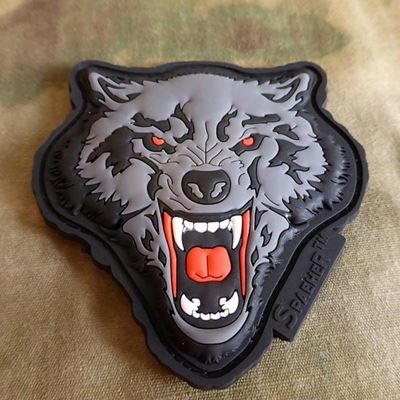 Patch ANGRY WOLF plastic velcro BLACK/GREY/RED