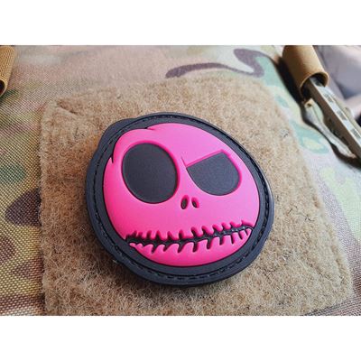 Patch NIGHTMARE SMILEY plastic GLOW IN THE DARK PINK