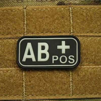 Patch BLOOD AB POS plastic GLOW IN THE DARK