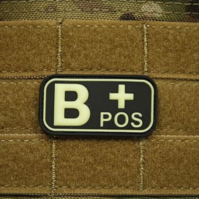 Patch BLOOD B POS plastic GLOW IN THE DARK