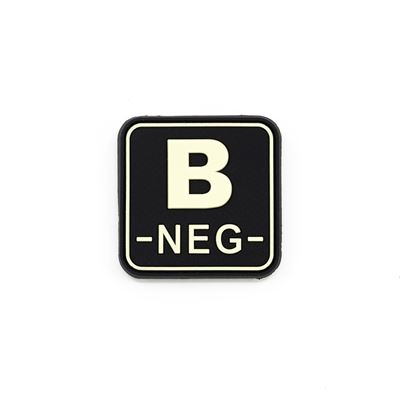 Plastic Velcro Blood Patch B- NEG GLOW IN THE DARK