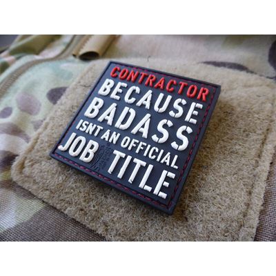 Plastic badge CONTRACTOR - BADASS Velcro