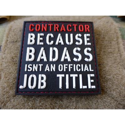 Plastic badge CONTRACTOR - BADASS Velcro