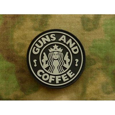 Patch GUNS AND COFFEE plastic SWAT BLACK