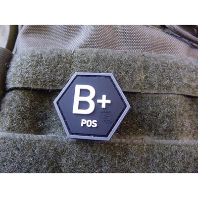 Blood Type Patch B POS Hexagon BLACK SWAT