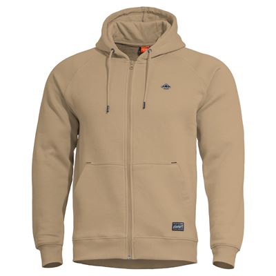 PHAETON HOOD SWEATER ZIP TAN BROWN