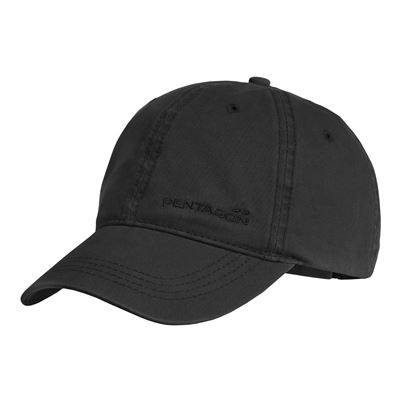 MIKE TWILL BB CAP cotton cap with PENTAGON embroidery, BLACK